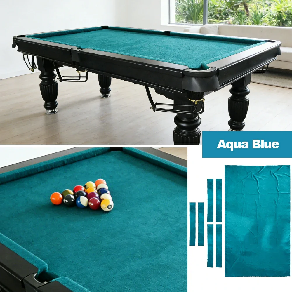 ARIX 7/8/9FT Billiard Table Cloth - High-Density Wool Blend, Anti-Pilling Durable Fabric for Smooth & Accurate Play - Aqua Blue - Image 4