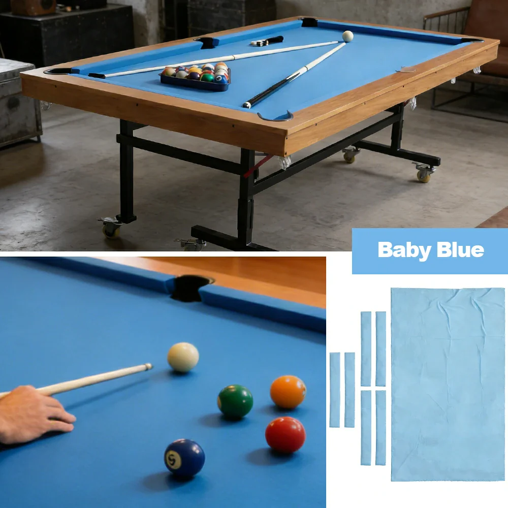 ARIX 7/8/9FT Billiard Table Cloth - High-Density Wool Blend, Anti-Pilling Durable Fabric for Smooth & Accurate Play - Baby Blue - Image 4