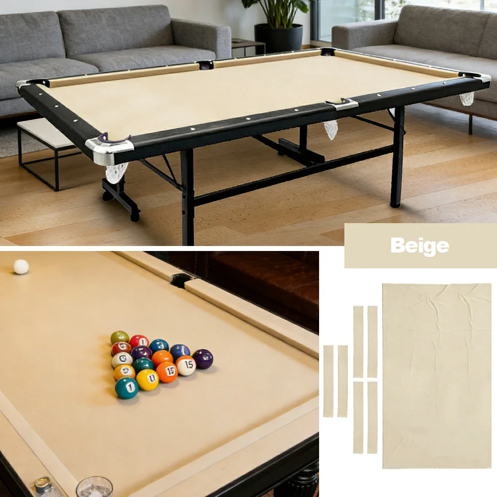ARIX 7/8/9FT Billiard Table Cloth - High-Density Wool Blend, Anti-Pilling Durable Fabric for Smooth & Accurate Play - Beige - Image 4