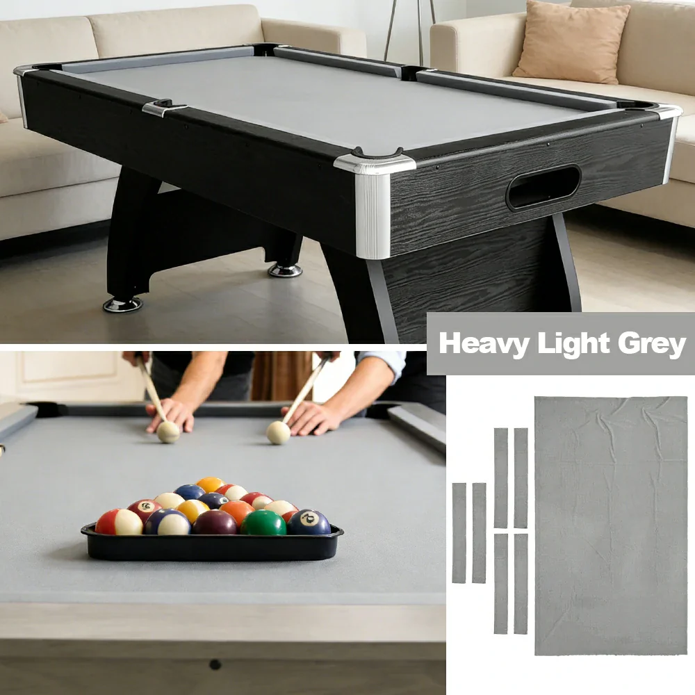ARIX 7/8/9FT Billiard Table Cloth - High-Density Wool Blend, Anti-Pilling Durable Fabric for Smooth & Accurate Play - Heavy Light Grey - Image 4