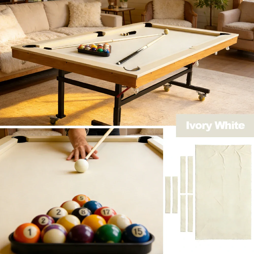 ARIX 7/8/9FT Billiard Table Cloth - High-Density Wool Blend, Anti-Pilling Durable Fabric for Smooth & Accurate Play - Ivory White - Image 4