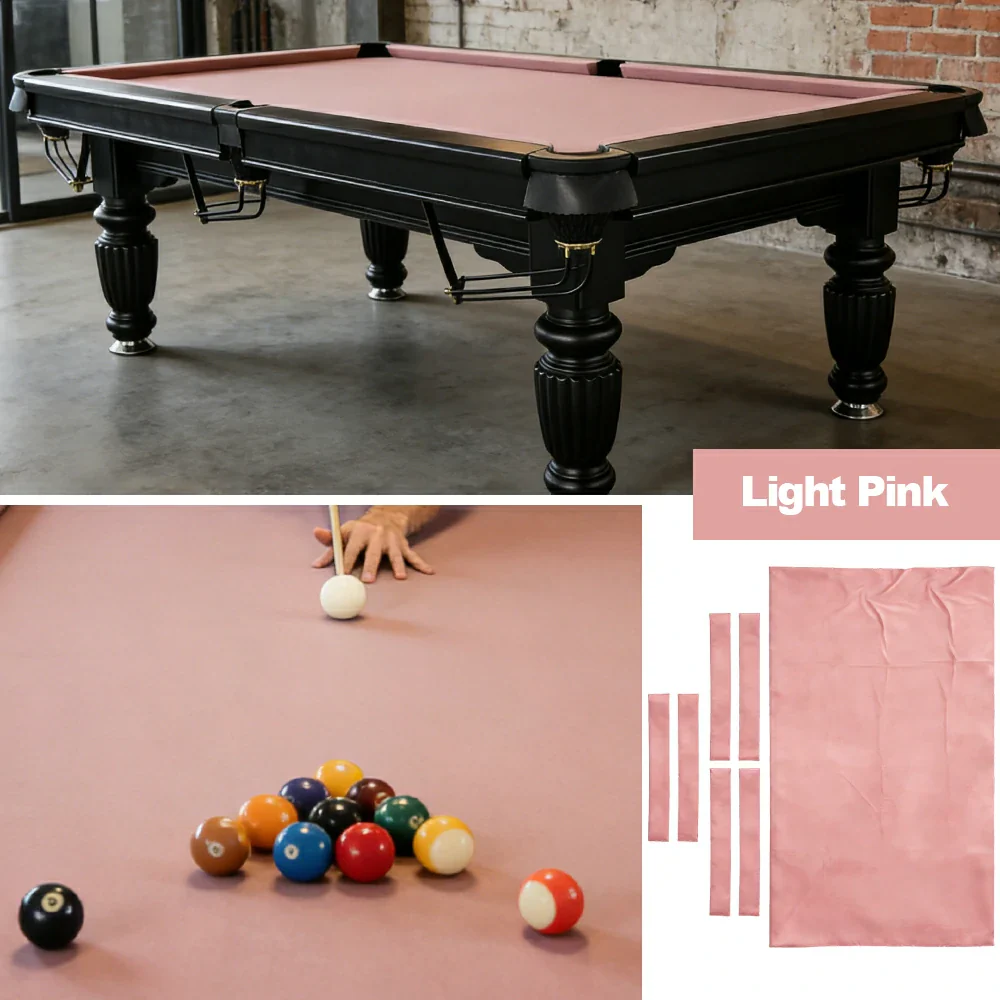 ARIX 7/8/9FT Billiard Table Cloth - High-Density Wool Blend, Anti-Pilling Durable Fabric for Smooth & Accurate Play - Light Pink - Image 4