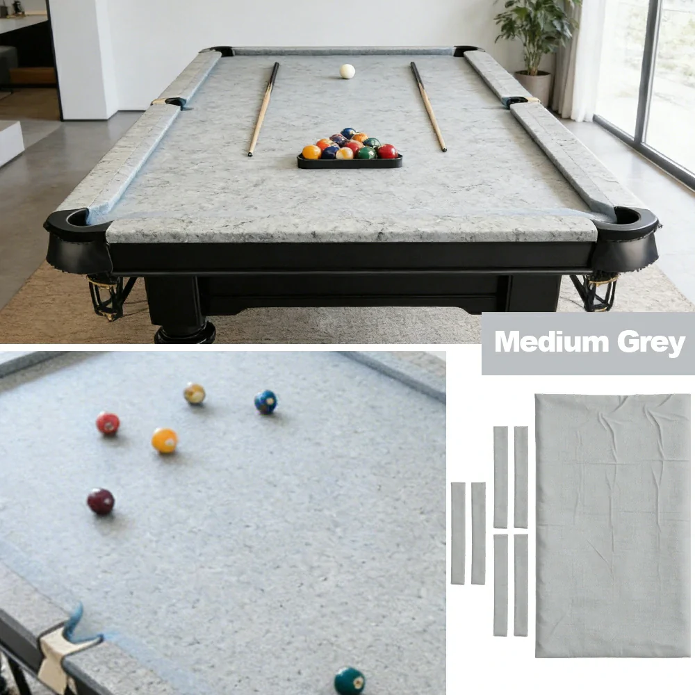 ARIX 7/8/9FT Billiard Table Cloth - High-Density Wool Blend, Anti-Pilling Durable Fabric for Smooth & Accurate Play - Medium Grey - Image 4