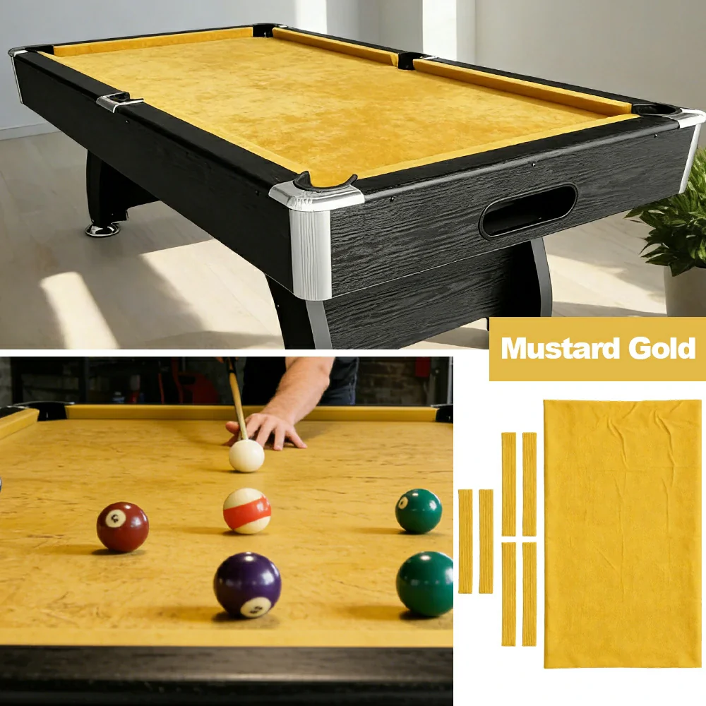 ARIX 7/8/9FT Billiard Table Cloth - High-Density Wool Blend, Anti-Pilling Durable Fabric for Smooth & Accurate Play - Mustard Gold - Image 4