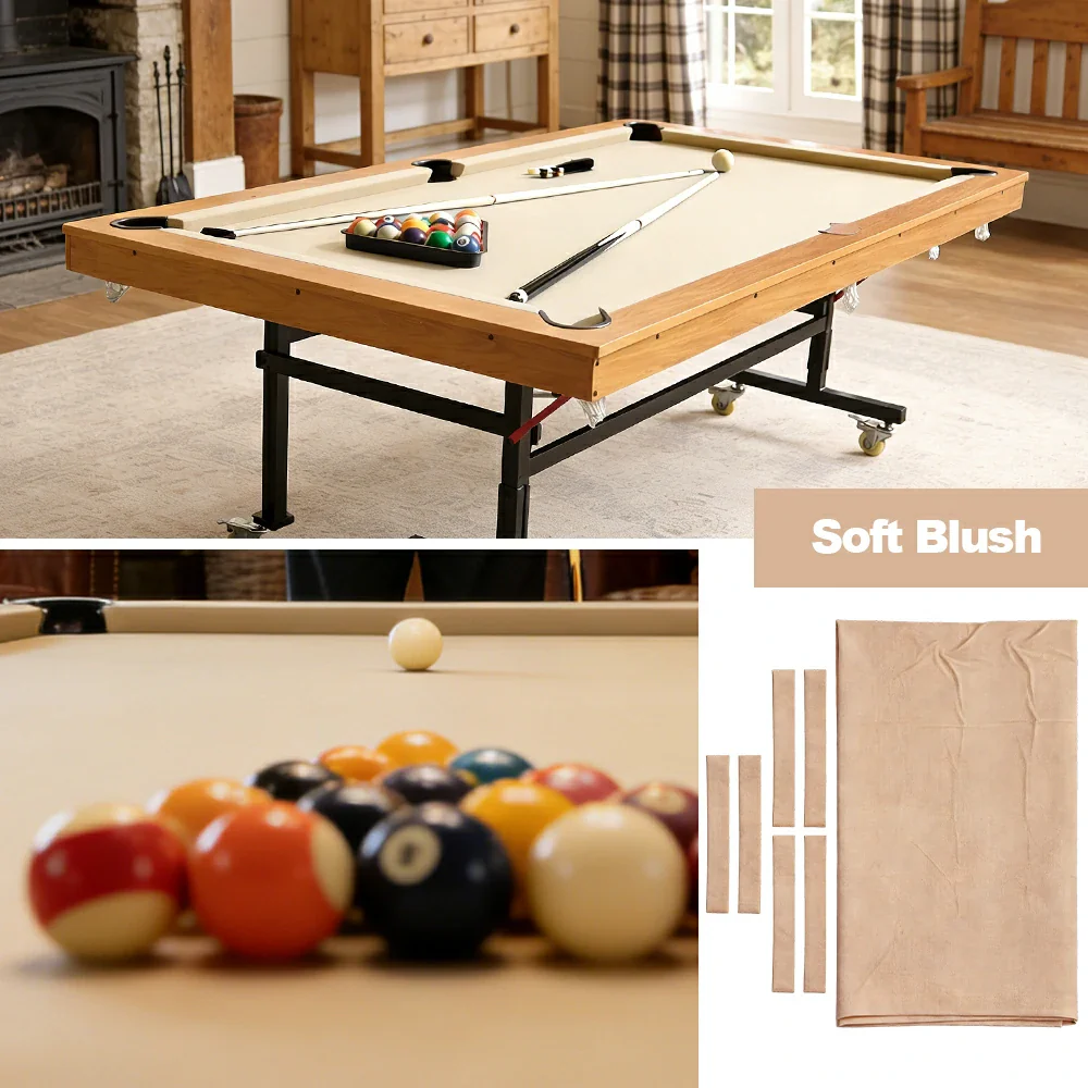 ARIX 7/8/9FT Billiard Table Cloth - High-Density Wool Blend, Anti-Pilling Durable Fabric for Smooth & Accurate Play - Soft Blush - Image 4