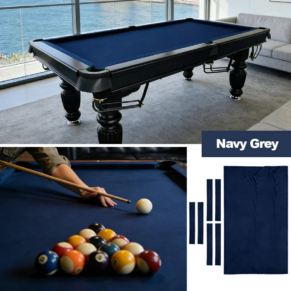 ARIX 7/8/9FT Billiard Table Cloth - High-Density Wool Blend, Anti-Pilling Durable Fabric for Smooth & Accurate Play - Navy Grey - Image 4