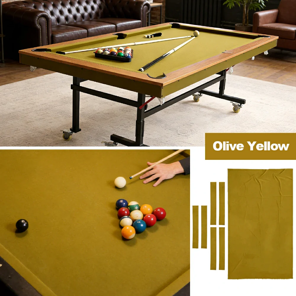ARIX 7/8/9FT Billiard Table Cloth - High-Density Wool Blend, Anti-Pilling Durable Fabric for Smooth & Accurate Play - Olive Yellow - Image 4