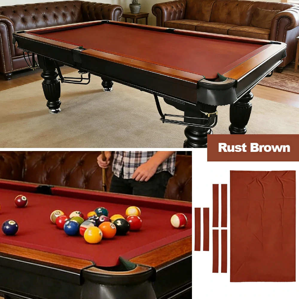 ARIX 7/8/9FT Billiard Table Cloth - High-Density Wool Blend, Anti-Pilling Durable Fabric for Smooth & Accurate Play - Rust Brown - Image 4