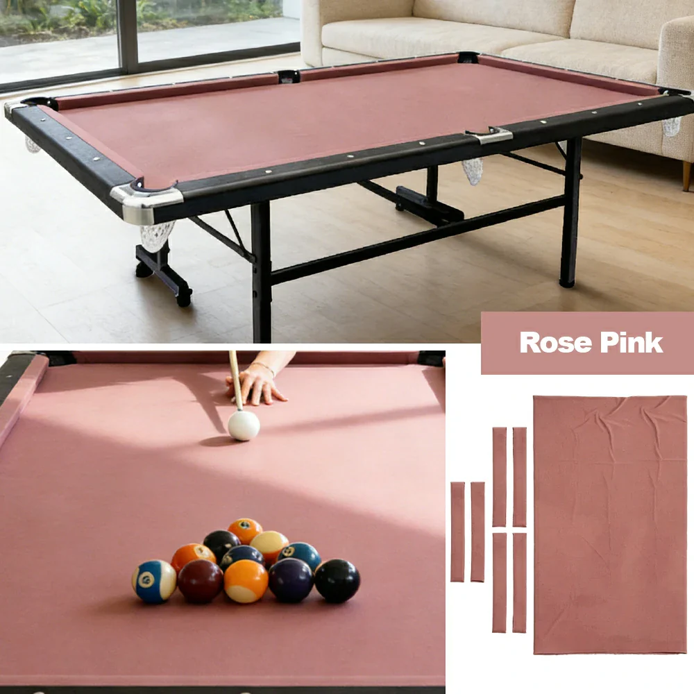 ARIX 7/8/9FT Billiard Table Cloth - High-Density Wool Blend, Anti-Pilling Durable Fabric for Smooth & Accurate Play - Rose Pink - Image 4