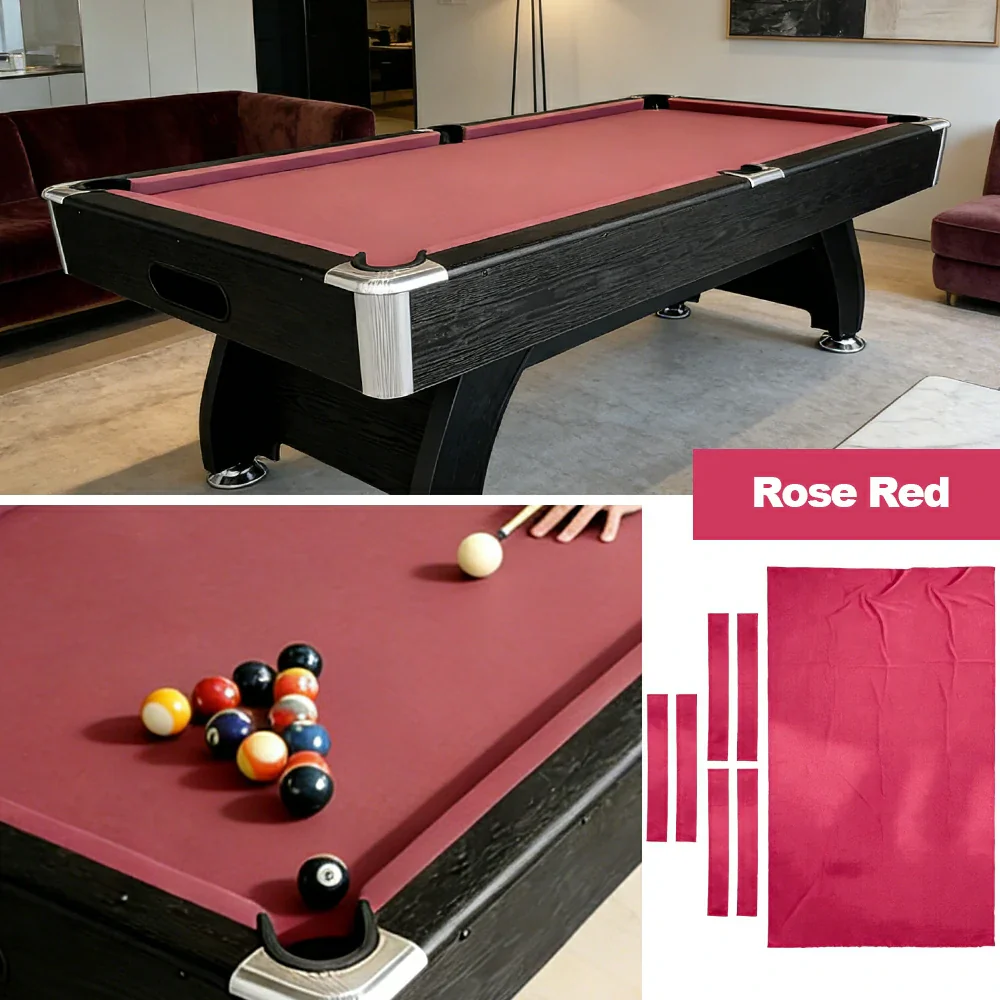 ARIX 7/8/9FT Billiard Table Cloth - High-Density Wool Blend, Anti-Pilling Durable Fabric for Smooth & Accurate Play - Rose Red - Image 4