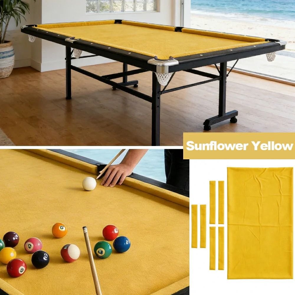 ARIX 7/8/9FT Billiard Table Cloth - High-Density Wool Blend, Anti-Pilling Durable Fabric for Smooth & Accurate Play - Sunflower Yellow - Image 4