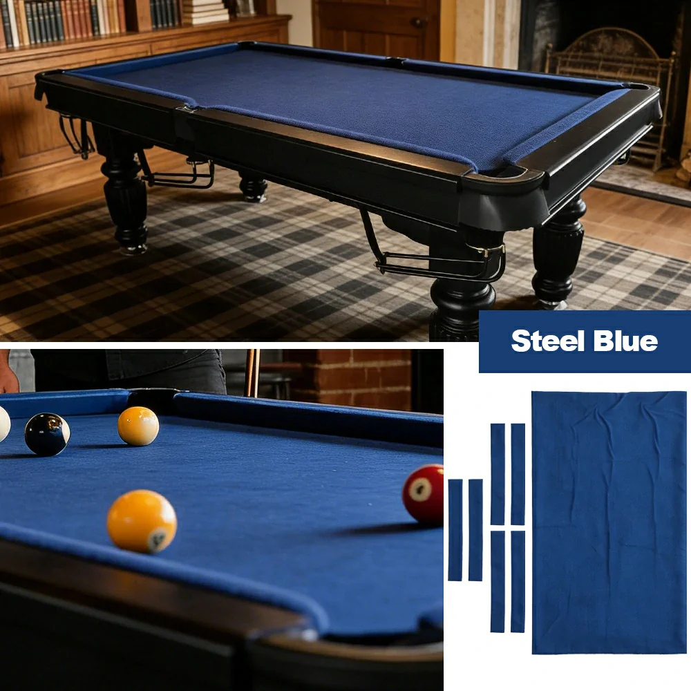 ARIX 7/8/9FT Billiard Table Cloth - High-Density Wool Blend, Anti-Pilling Durable Fabric for Smooth & Accurate Play - Steel Blue - Image 4