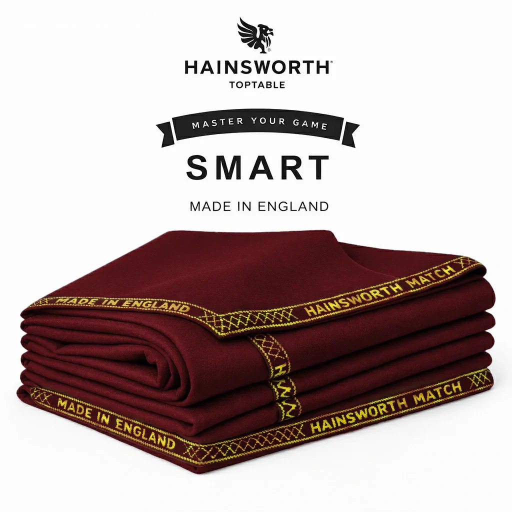 Hainsworth Smart Precut Cloth - 7/8/9FT Professional Speed & Control, 460gsm Directional Nap for Snooker & Pool Tables - Cherry