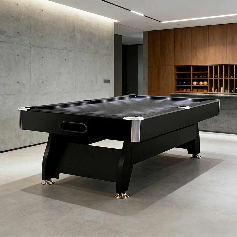 CUETIQ 9FT  LED Pool Table - Built-in LED Lighting Professional Play Home Game Set - Black - Image 2
