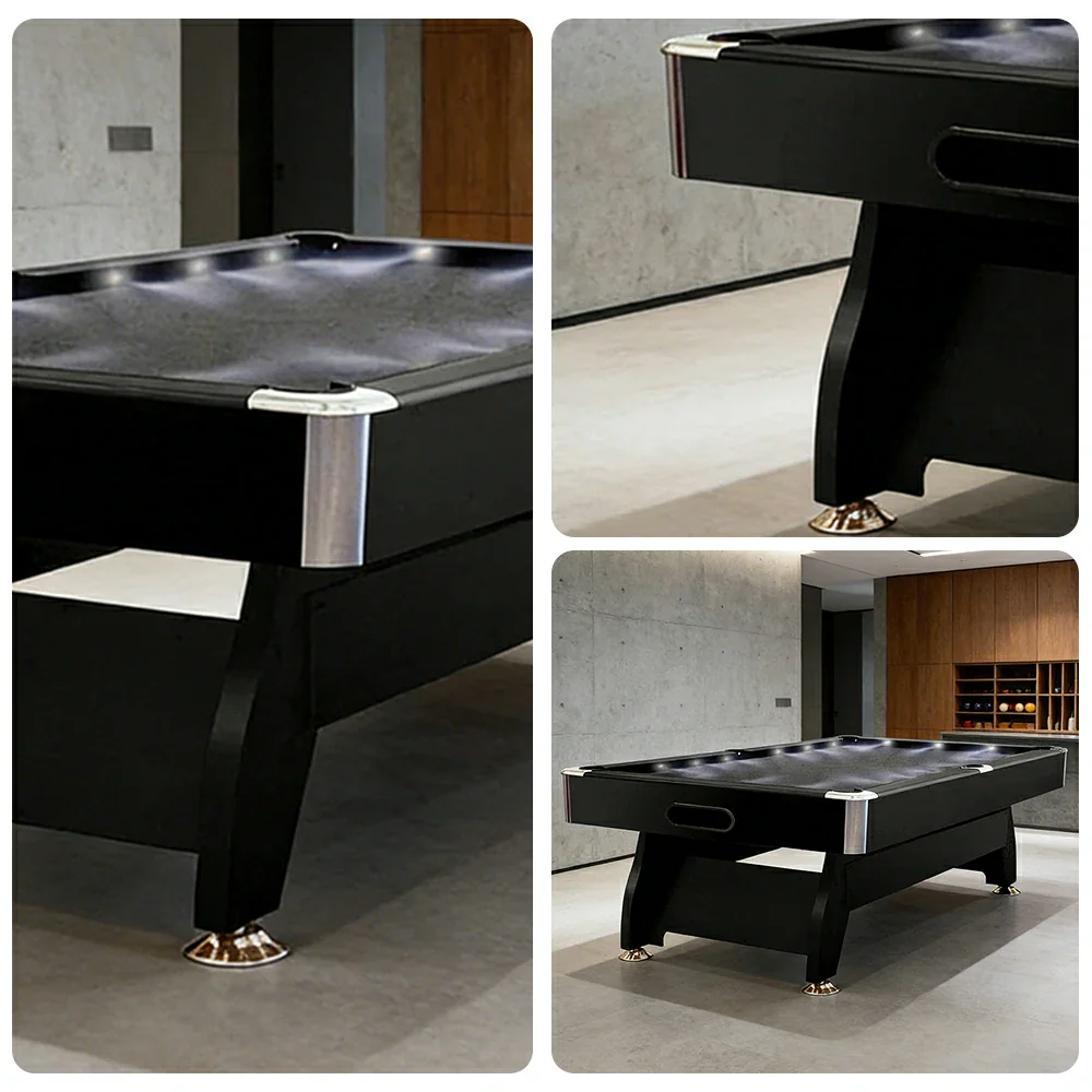 CUETIQ 9FT  LED Pool Table - Built-in LED Lighting Professional Play Home Game Set - Black - Image 3