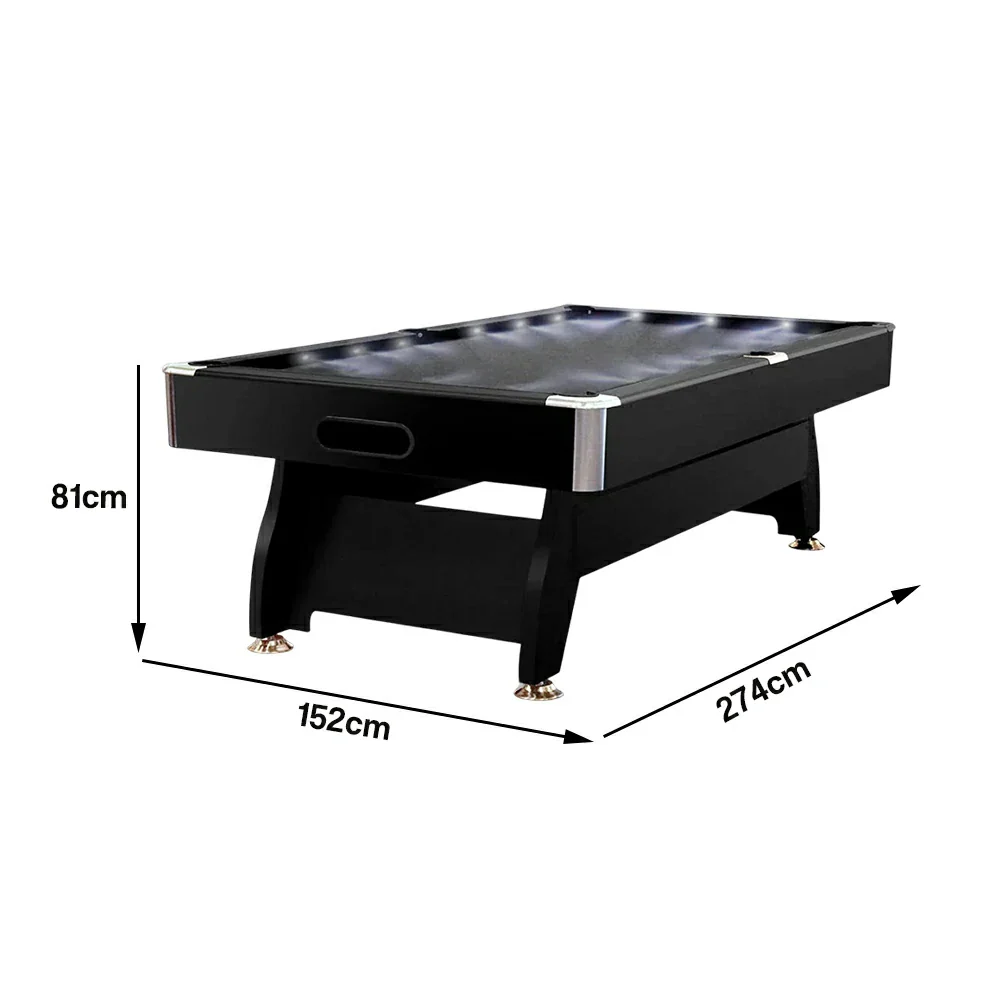 CUETIQ 9FT  LED Pool Table - Built-in LED Lighting Professional Play Home Game Set - Black - Image 5