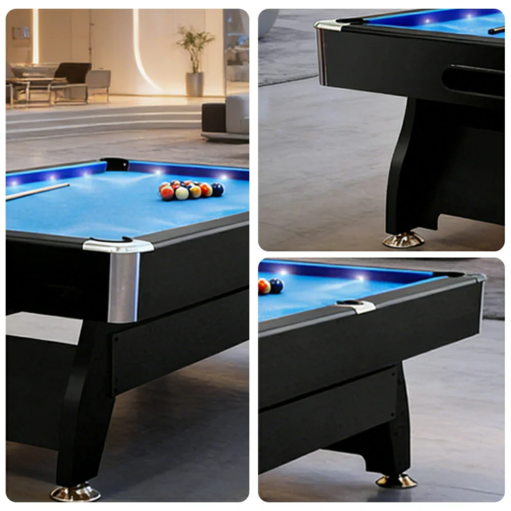 CUETIQ 9FT LED Pool Table - Built-in LED Lighting Professional Play Home Game Set - Blue - Image 3