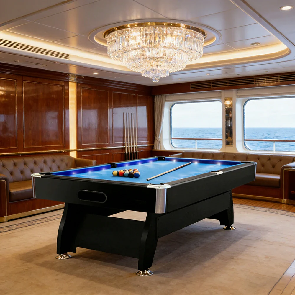 CUETIQ 9FT LED Pool Table - Built-in LED Lighting Professional Play Home Game Set - Blue - Image 4