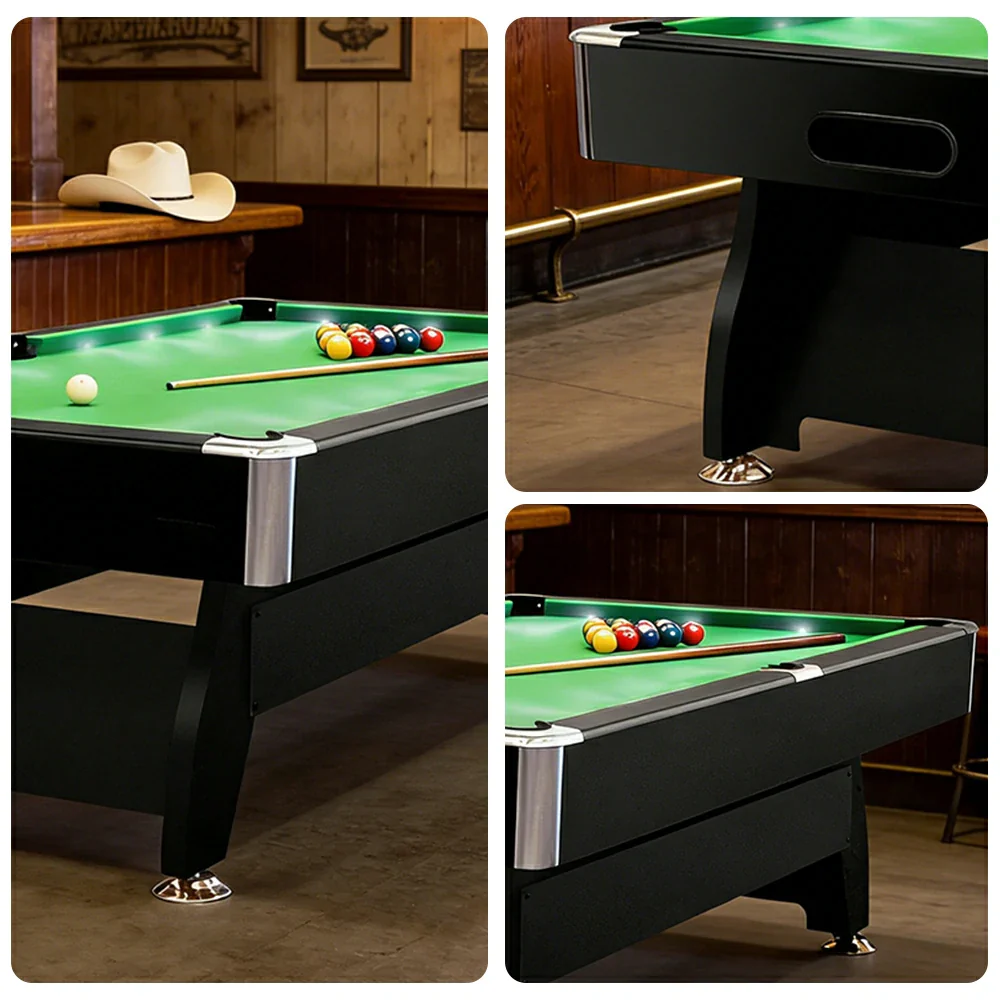 CUETIQ 9FT  LED Pool Table - Built-in LED Lighting Professional Play Home Game Set - Green - Image 3