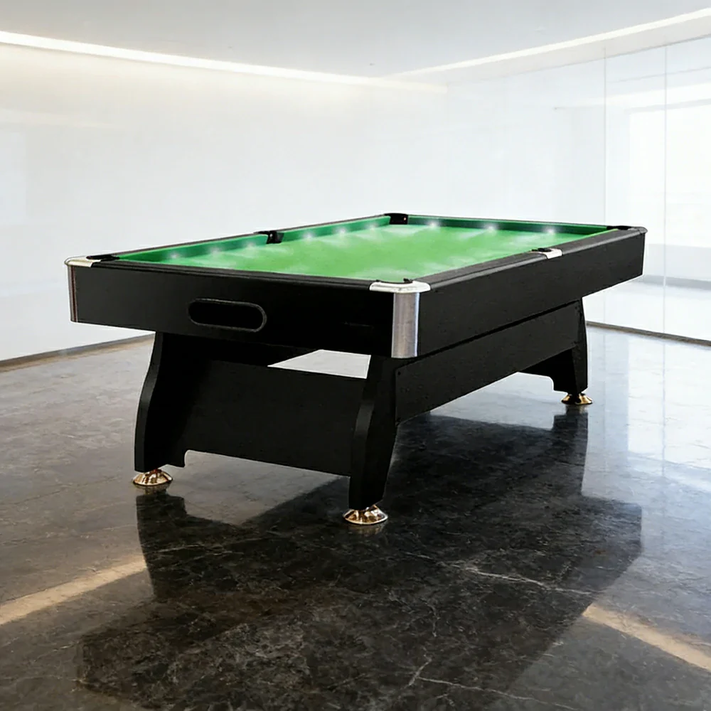 CUETIQ 9FT  LED Pool Table - Built-in LED Lighting Professional Play Home Game Set - Green - Image 4