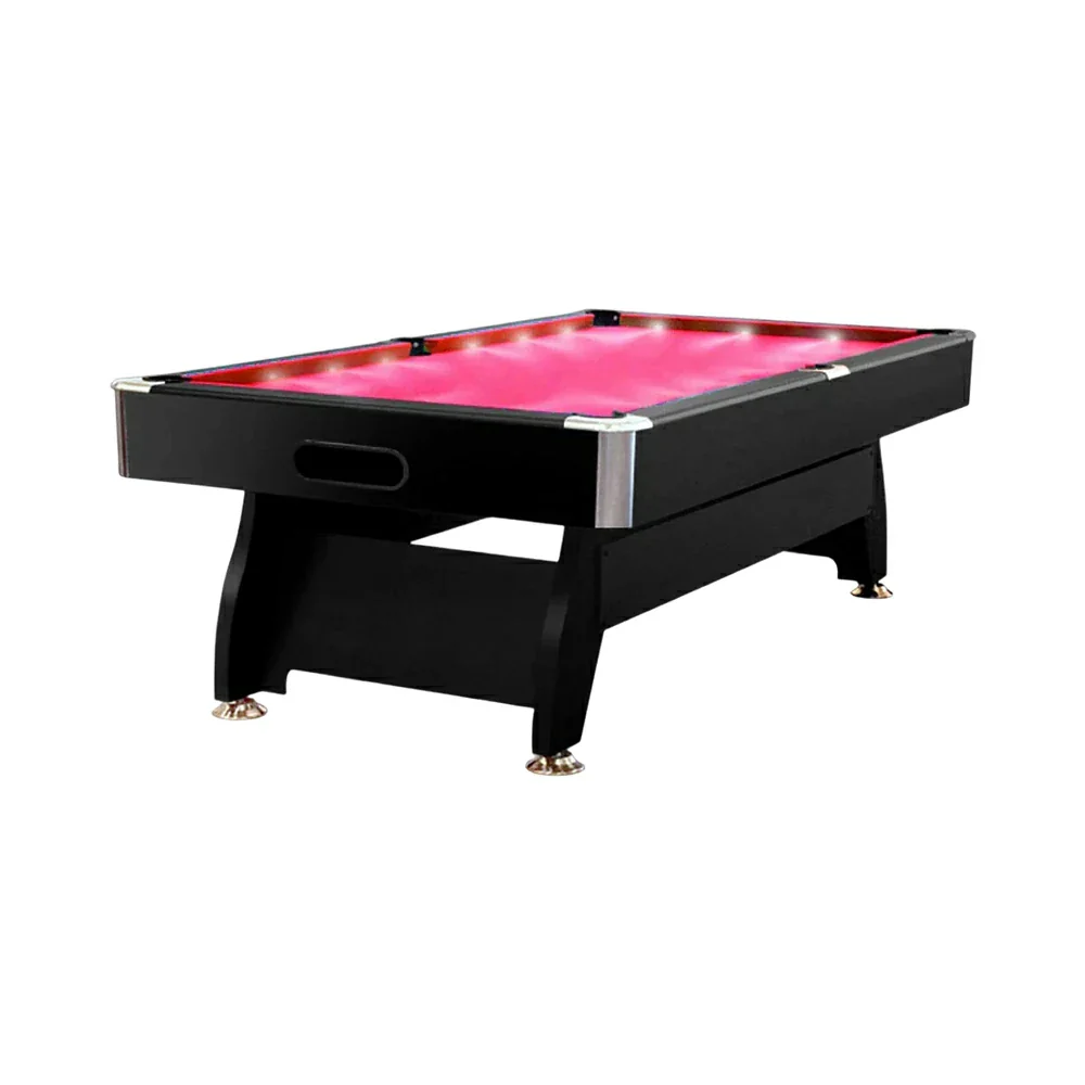CUETIQ 9FT LED Pool Table - Built-in LED Lighting Professional Play Home Game Set - Red
