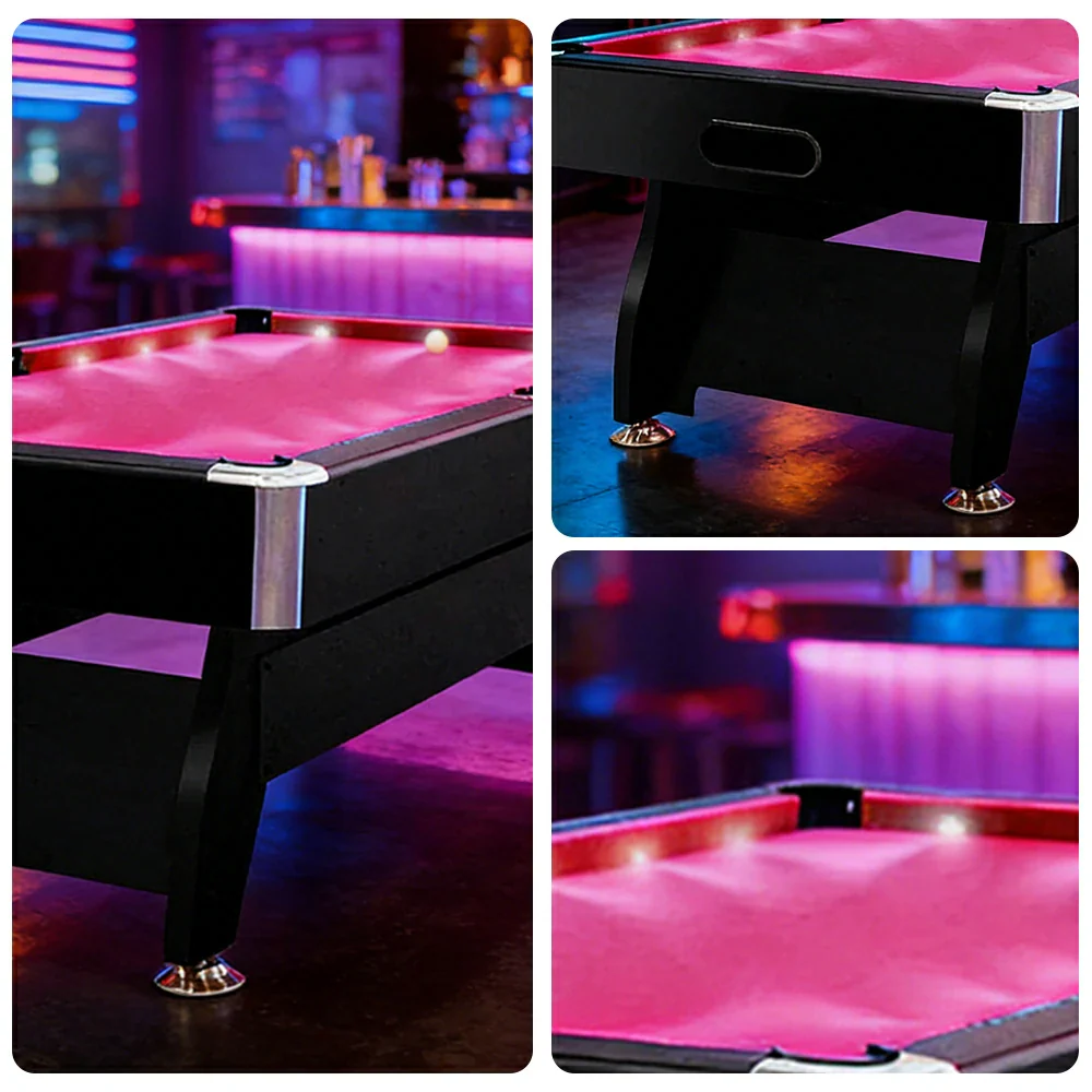 CUETIQ 9FT LED Pool Table - Built-in LED Lighting Professional Play Home Game Set - Red - Image 3