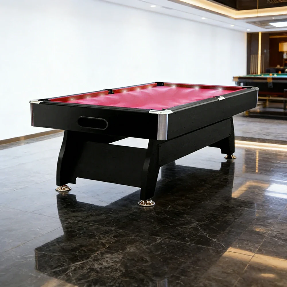 CUETIQ 9FT LED Pool Table - Built-in LED Lighting Professional Play Home Game Set - Red - Image 4