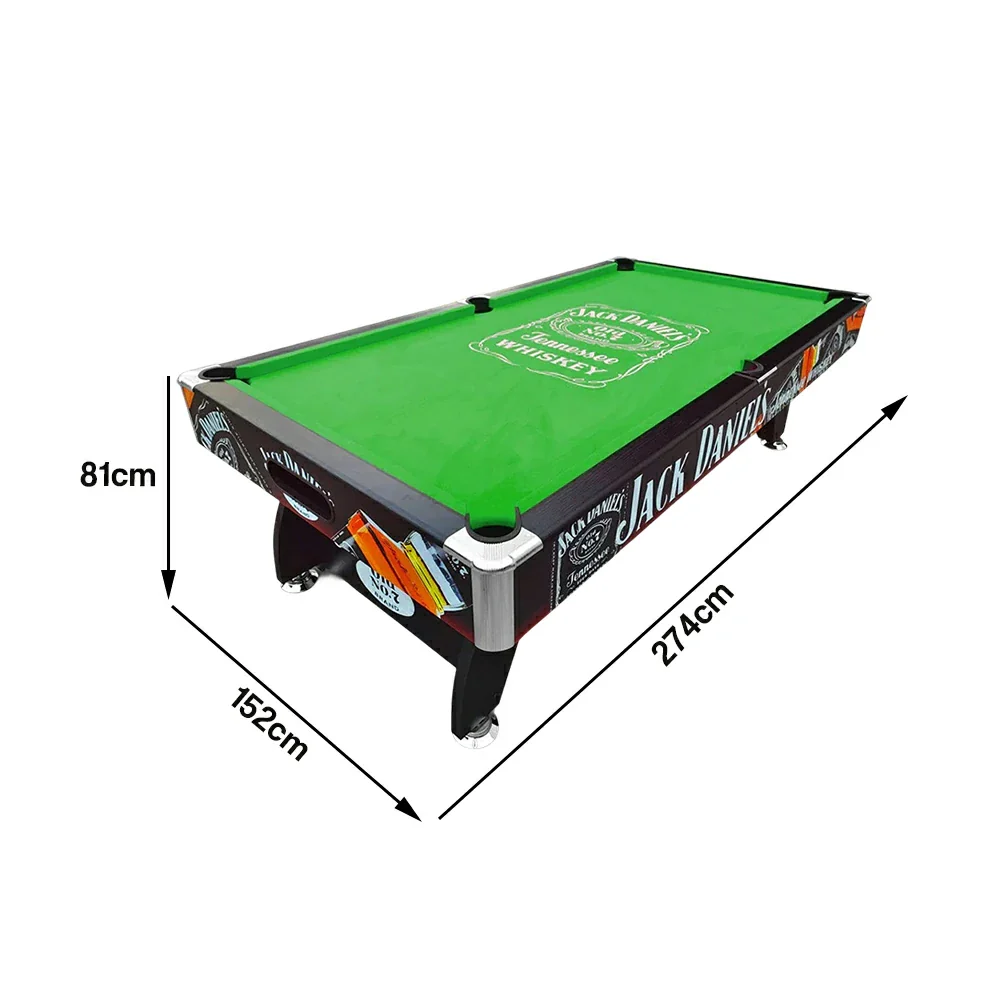 CUETIQ 9FT Pool Table Professional Billiards Table Durable MDF Construction Home Game Set - Black Frame Green - Image 5