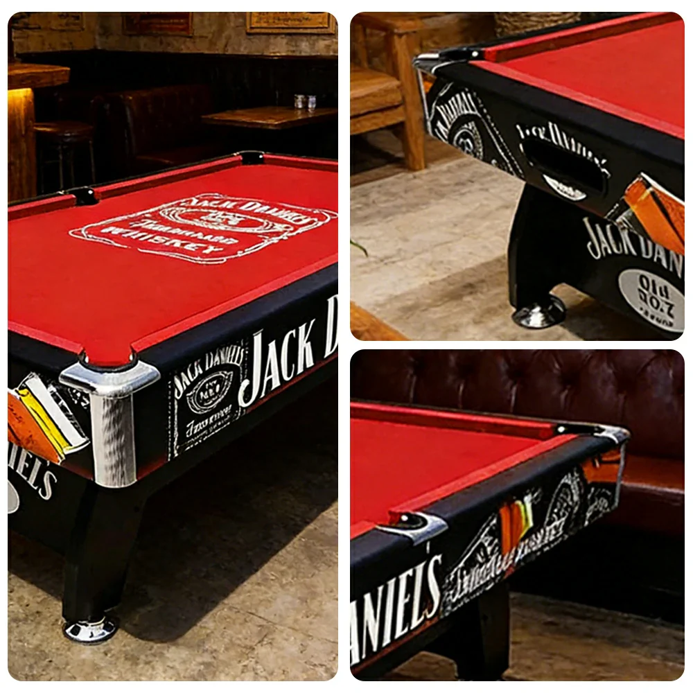 CUETIQ 9FT Pool Table Professional Billiards Table Durable MDF Construction Home Game Set - Black Frame Red - Image 3