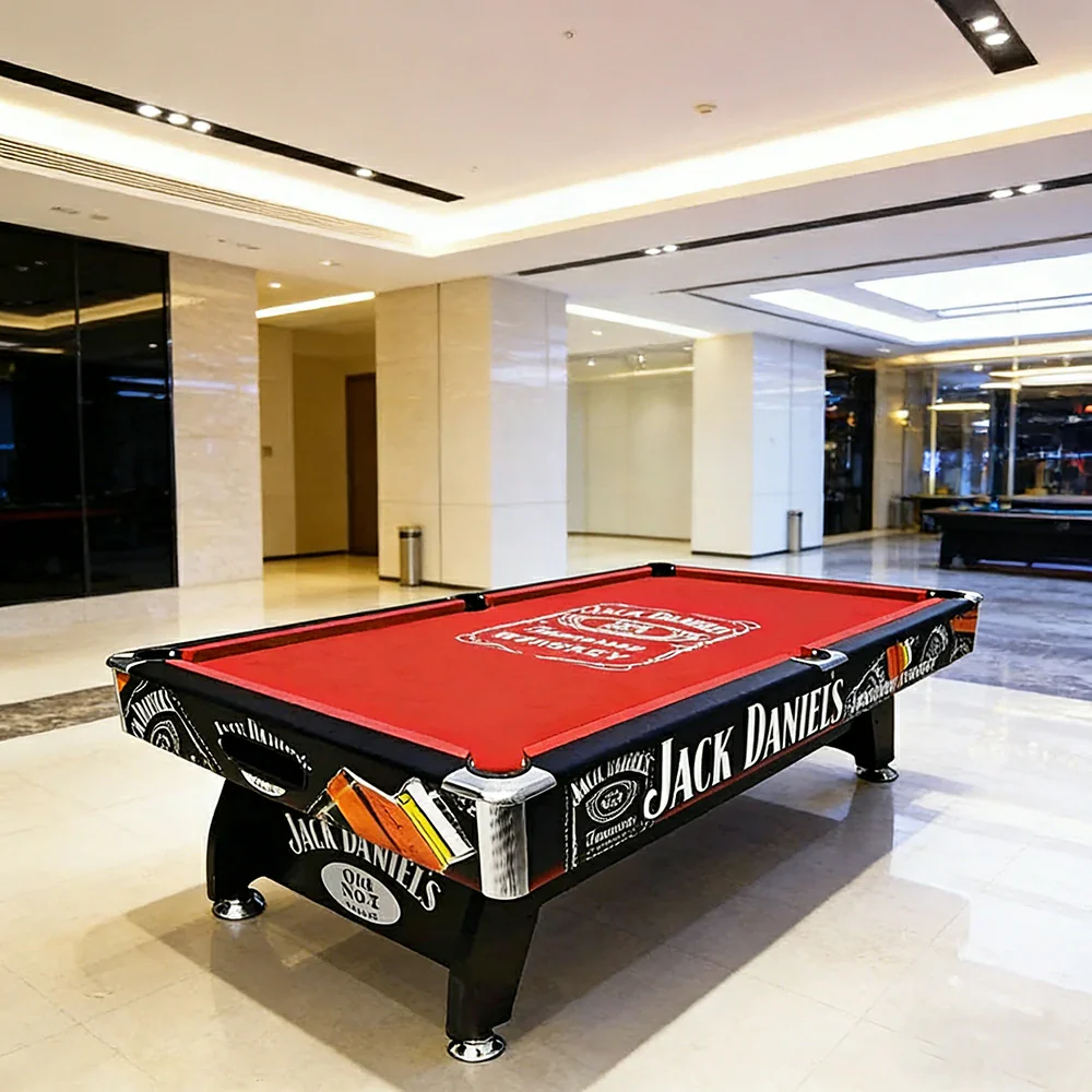CUETIQ 9FT Pool Table Professional Billiards Table Durable MDF Construction Home Game Set - Black Frame Red - Image 4