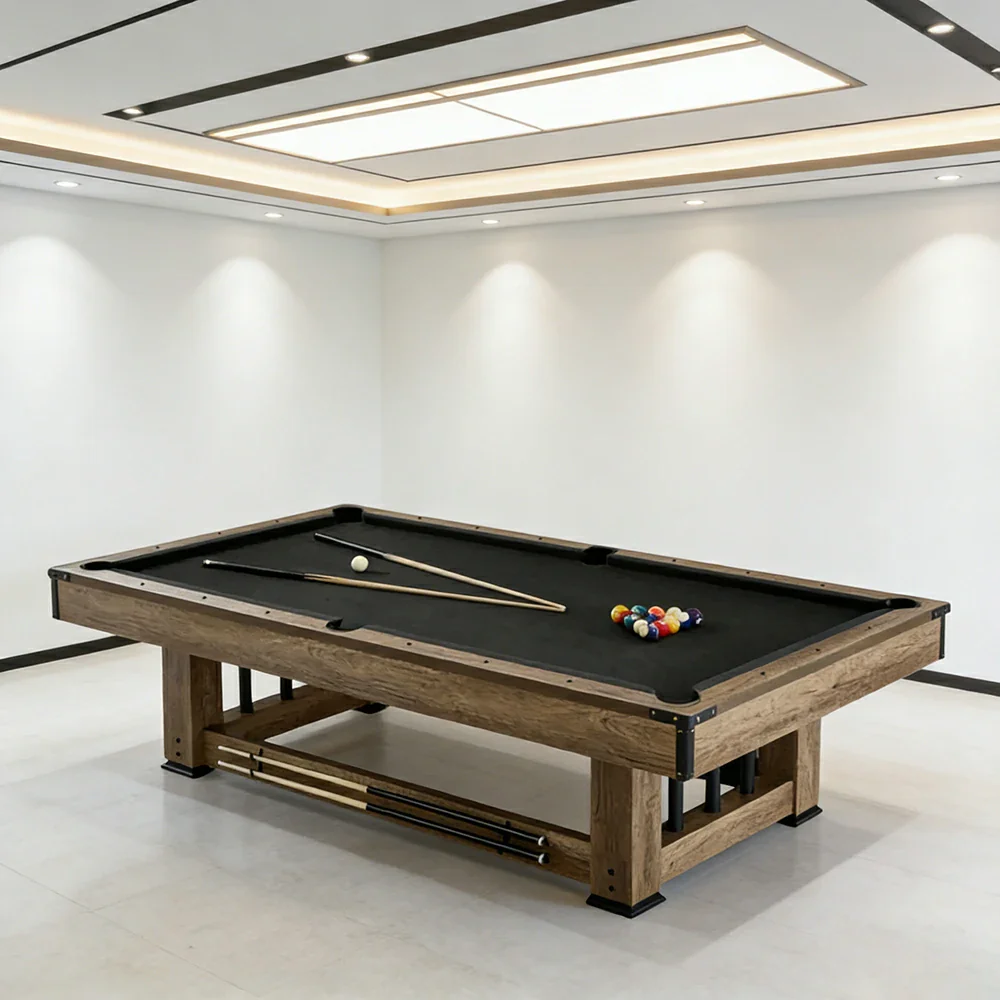 CUETIQ 9FT Pool Table Professional Billiard Table MDF Wood Construction Built-in Cue Rack Home Game Set Wood Finish - Black - Image 2