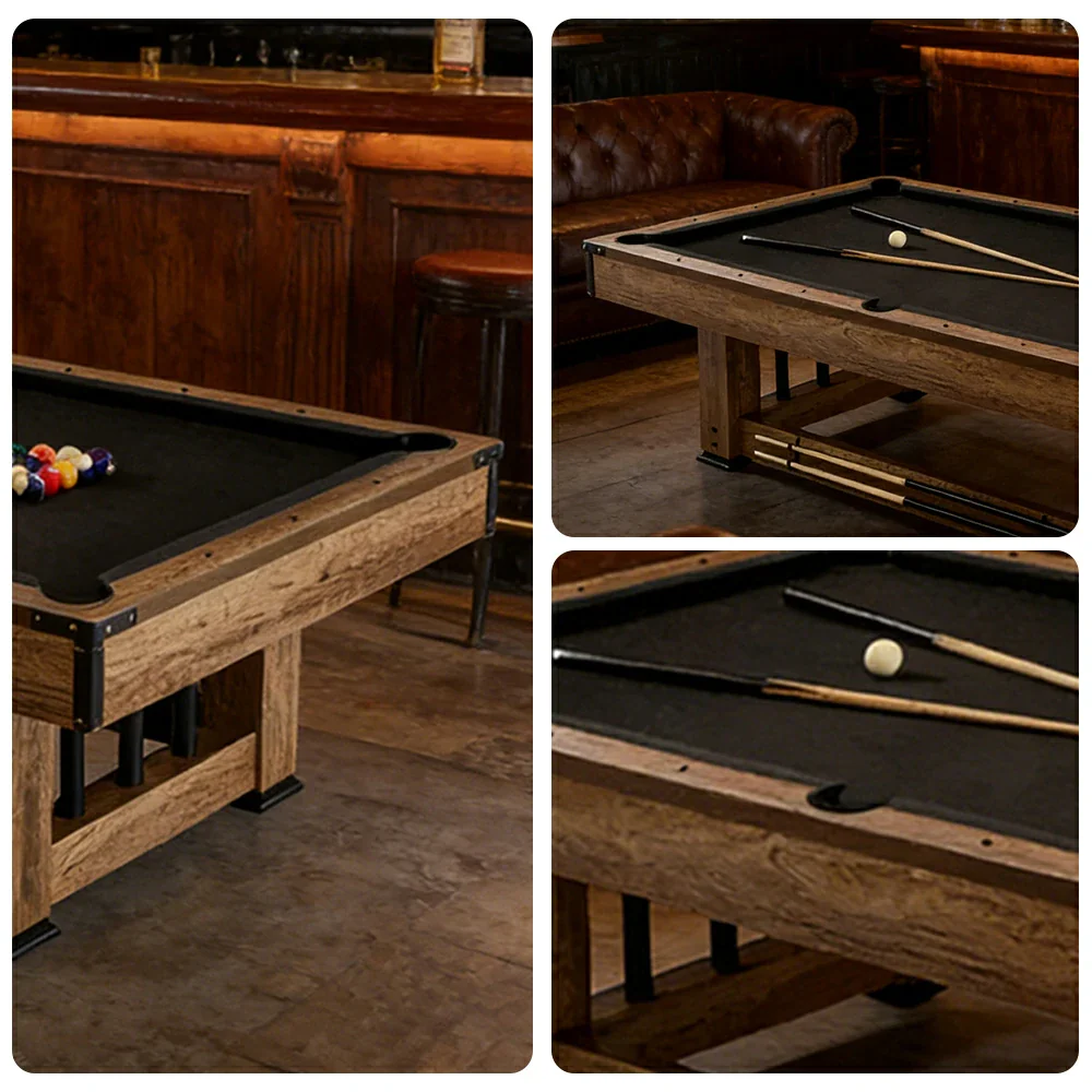 CUETIQ 9FT Pool Table Professional Billiard Table MDF Wood Construction Built-in Cue Rack Home Game Set Wood Finish - Black - Image 3