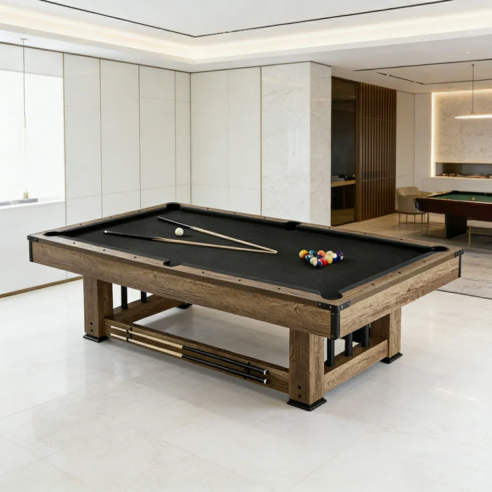 CUETIQ 9FT Pool Table Professional Billiard Table MDF Wood Construction Built-in Cue Rack Home Game Set Wood Finish - Black - Image 4