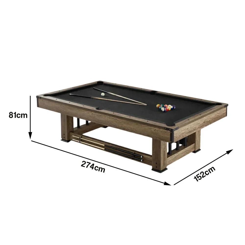 CUETIQ 9FT Pool Table Professional Billiard Table MDF Wood Construction Built-in Cue Rack Home Game Set Wood Finish - Black - Image 5