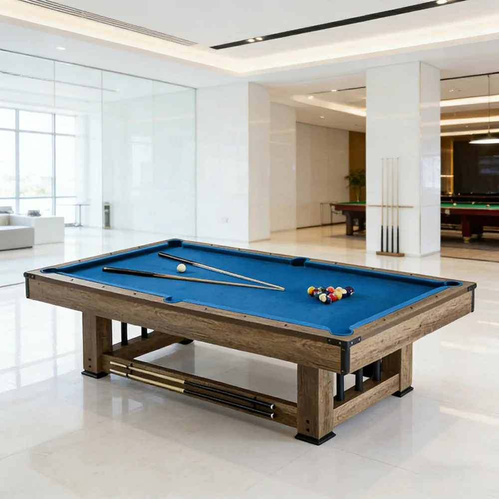 CUETIQ 9FT Pool Table Professional Billiard Table MDF Wood Construction Built-in Cue Rack Home Game Set Wood Finish - Blue - Image 2