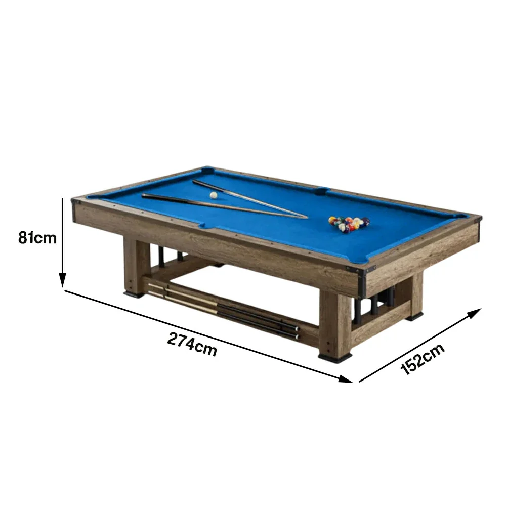 CUETIQ 9FT Pool Table Professional Billiard Table MDF Wood Construction Built-in Cue Rack Home Game Set Wood Finish - Blue - Image 5