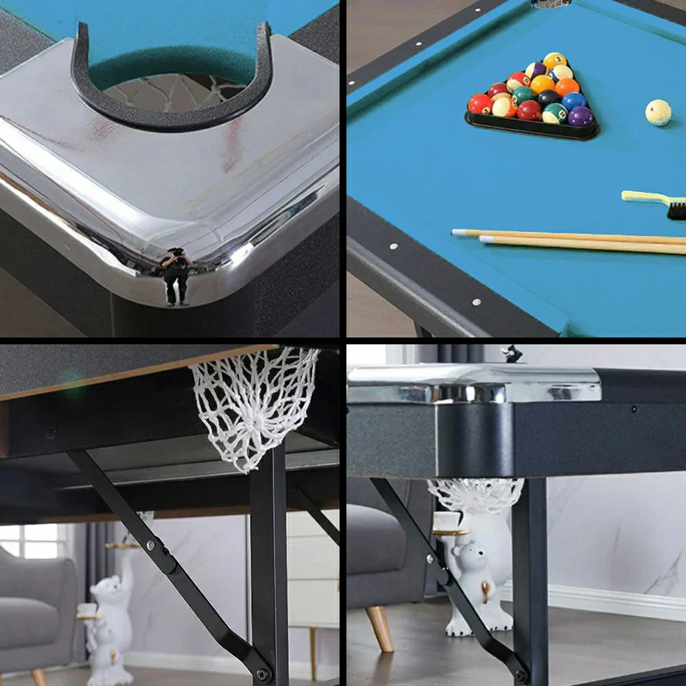 CUETIQ TEFOLD 7FT/8FT MDF Billiard Table - Foldable Design, Smooth Speed Cloth, Stable Frame, Free Accessories - Blue - Image 3