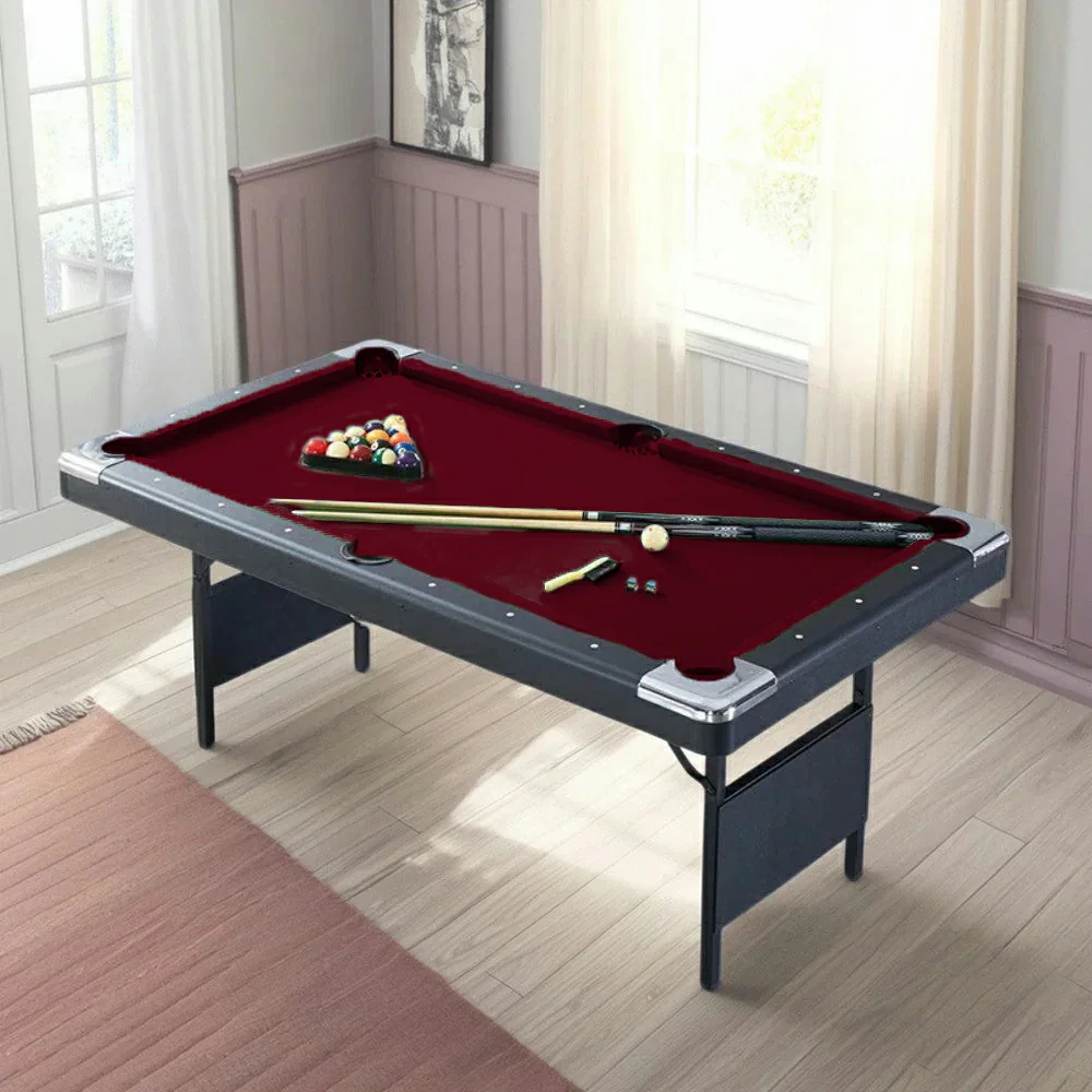 CUETIQ TEFOLD 7FT/8FT MDF Billiard Table - Foldable Design, Smooth Speed Cloth, Stable Frame, Free Accessories - Red - Image 2