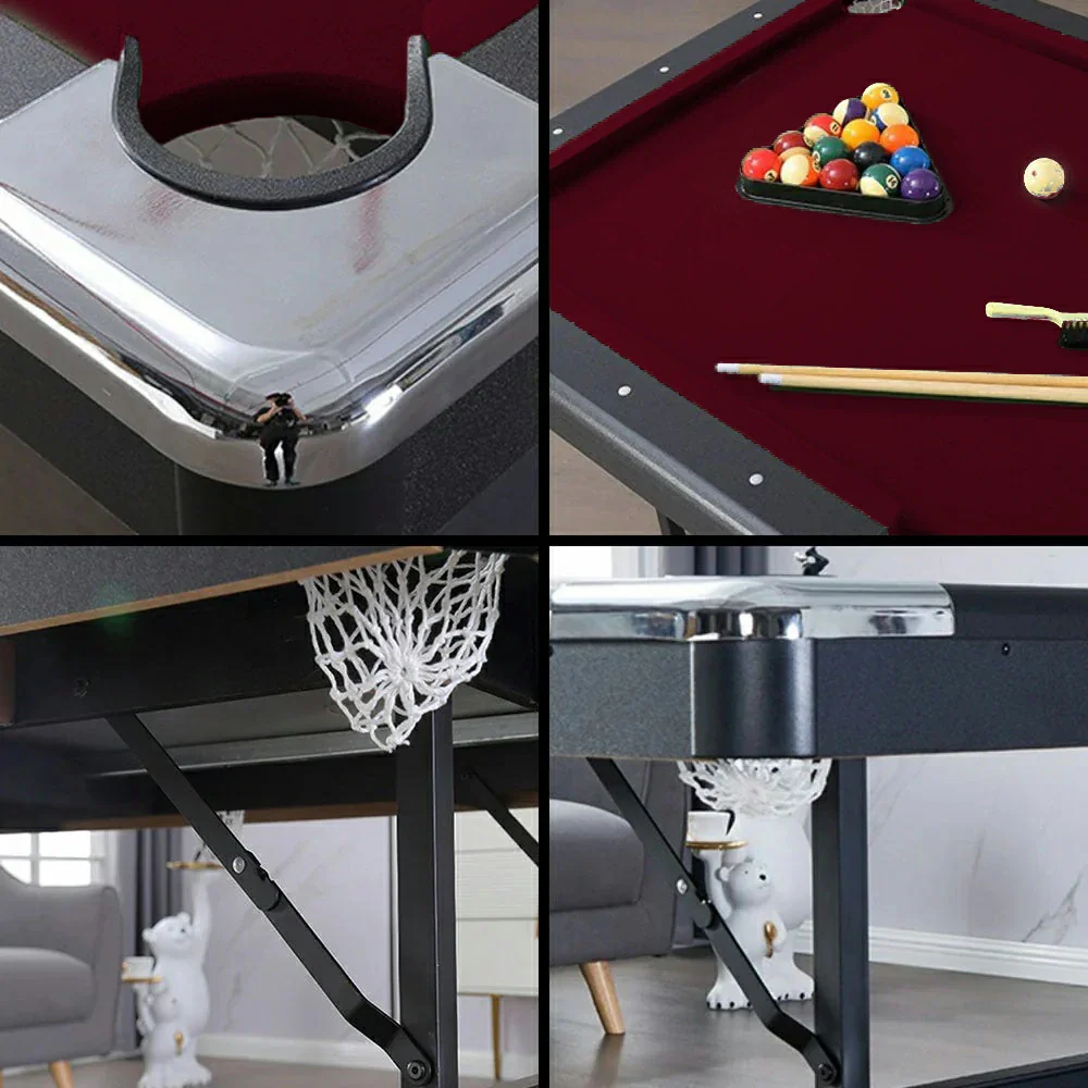CUETIQ TEFOLD 7FT/8FT MDF Billiard Table - Foldable Design, Smooth Speed Cloth, Stable Frame, Free Accessories - Red - Image 3