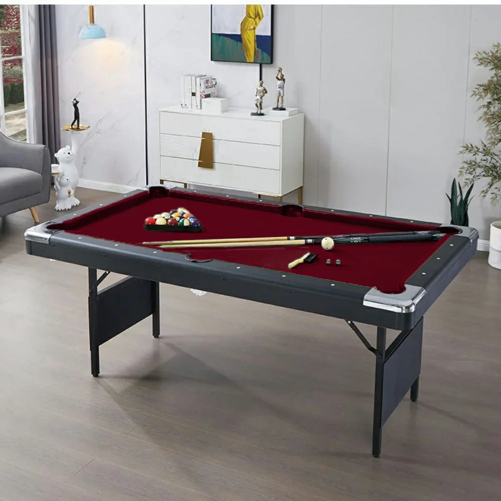 CUETIQ TEFOLD 7FT/8FT MDF Billiard Table - Foldable Design, Smooth Speed Cloth, Stable Frame, Free Accessories - Red - Image 4