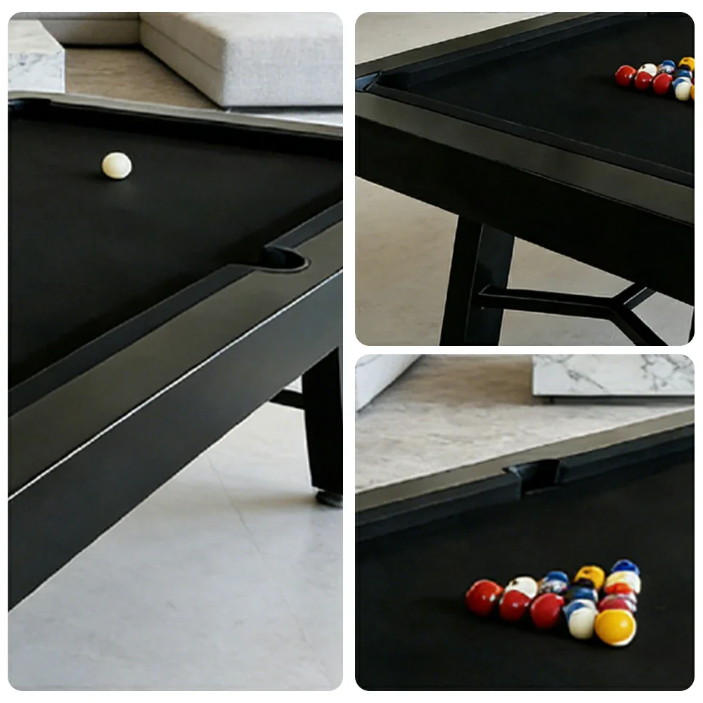 CUETIQ 7FT Outdoor Pool Table - Slanted Leg Design Metal Frame Waterproof Billiard Table for Backyard Patio Games - Black & Black - Image 3