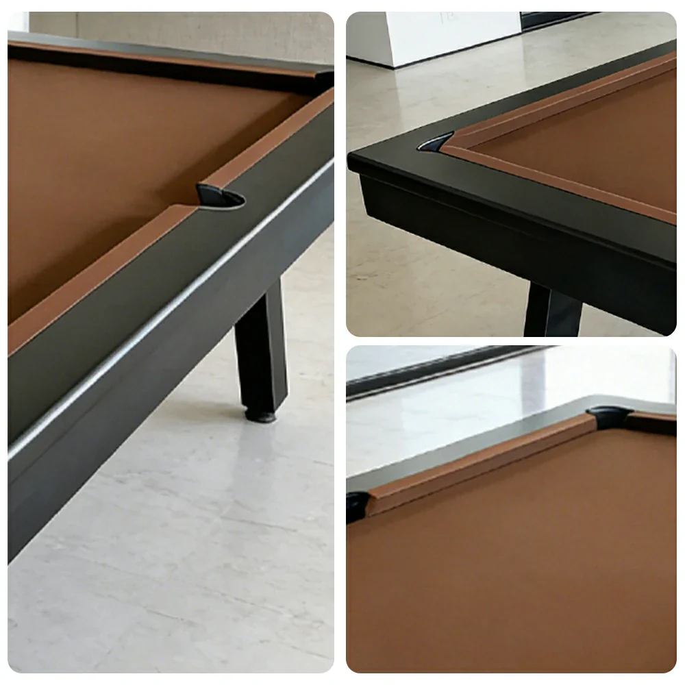 CUETIQ 7FT Outdoor Pool Table - Slanted Leg Design Metal Frame Waterproof Billiard Table for Backyard Patio Games - Black & Brown - Image 3