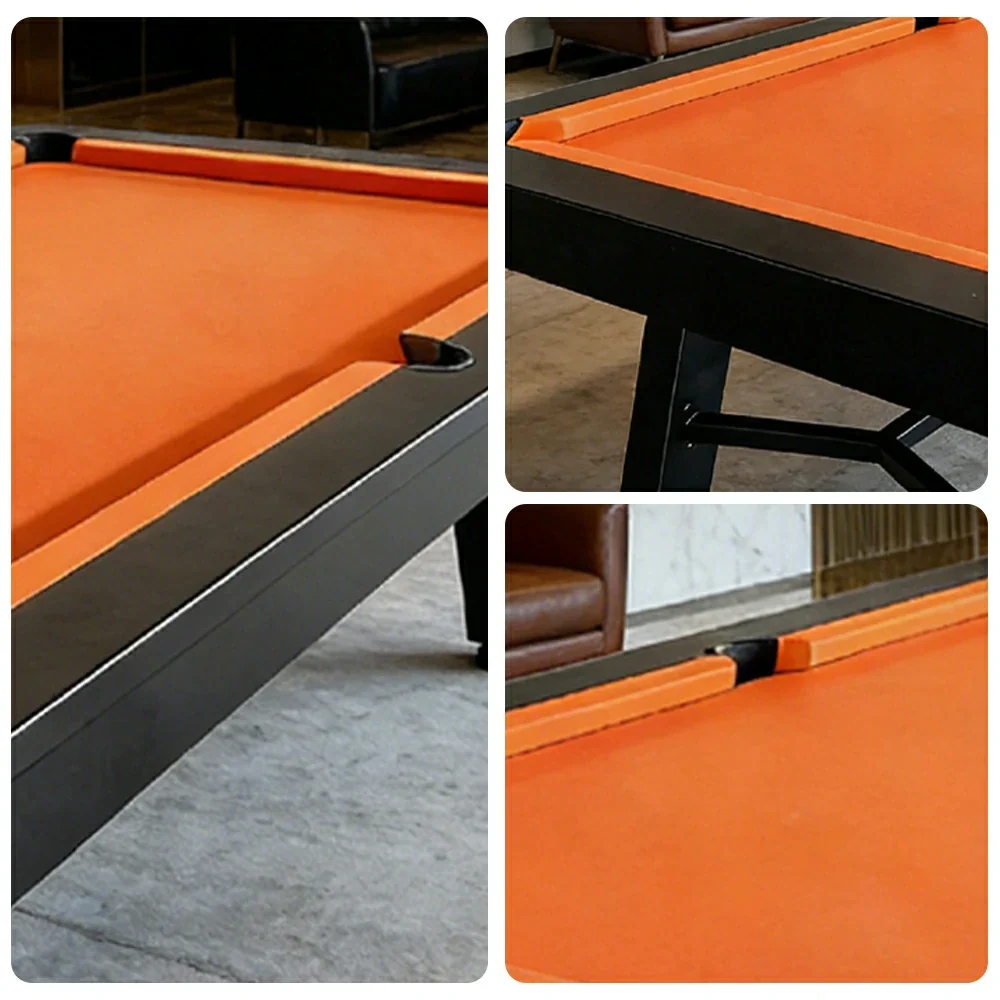 CUETIQ 7FT Outdoor Pool Table - Slanted Leg Design Metal Frame Waterproof Billiard Table for Backyard Patio Games - Black & Orange - Image 3