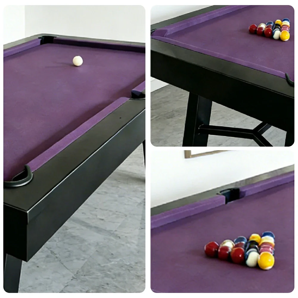 CUETIQ 7FT Outdoor Pool Table - Slanted Leg Design Metal Frame Waterproof Billiard Table for Backyard Patio Games - Black & Purple - Image 3