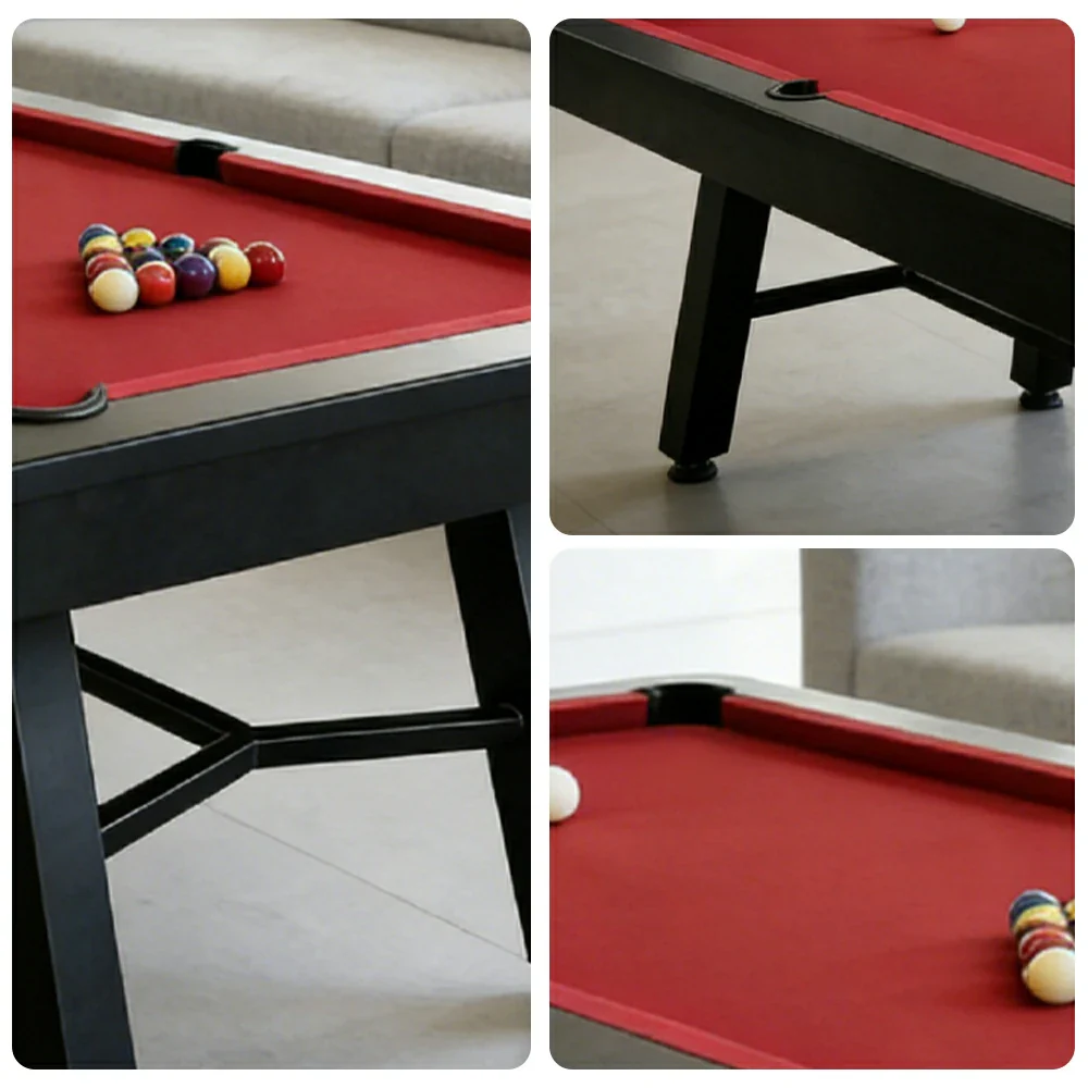 CUETIQ 7FT Outdoor Pool Table - Slanted Leg Design Metal Frame Waterproof Billiard Table for Backyard Patio Games - Black & Red - Image 3