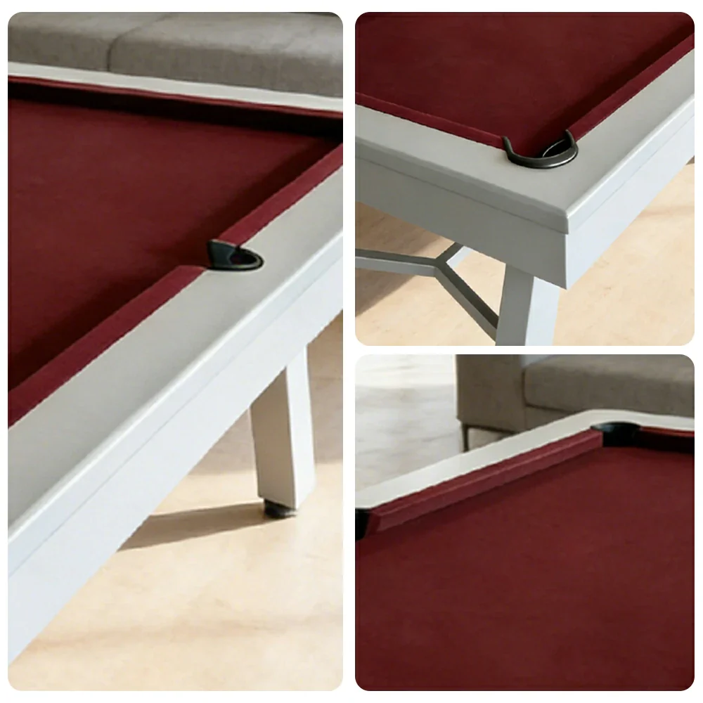 CUETIQ 7FT Outdoor Pool Table - Slanted Leg Design Metal Frame Waterproof Billiard Table for Backyard Patio Games - Grey & Burgundy - Image 3