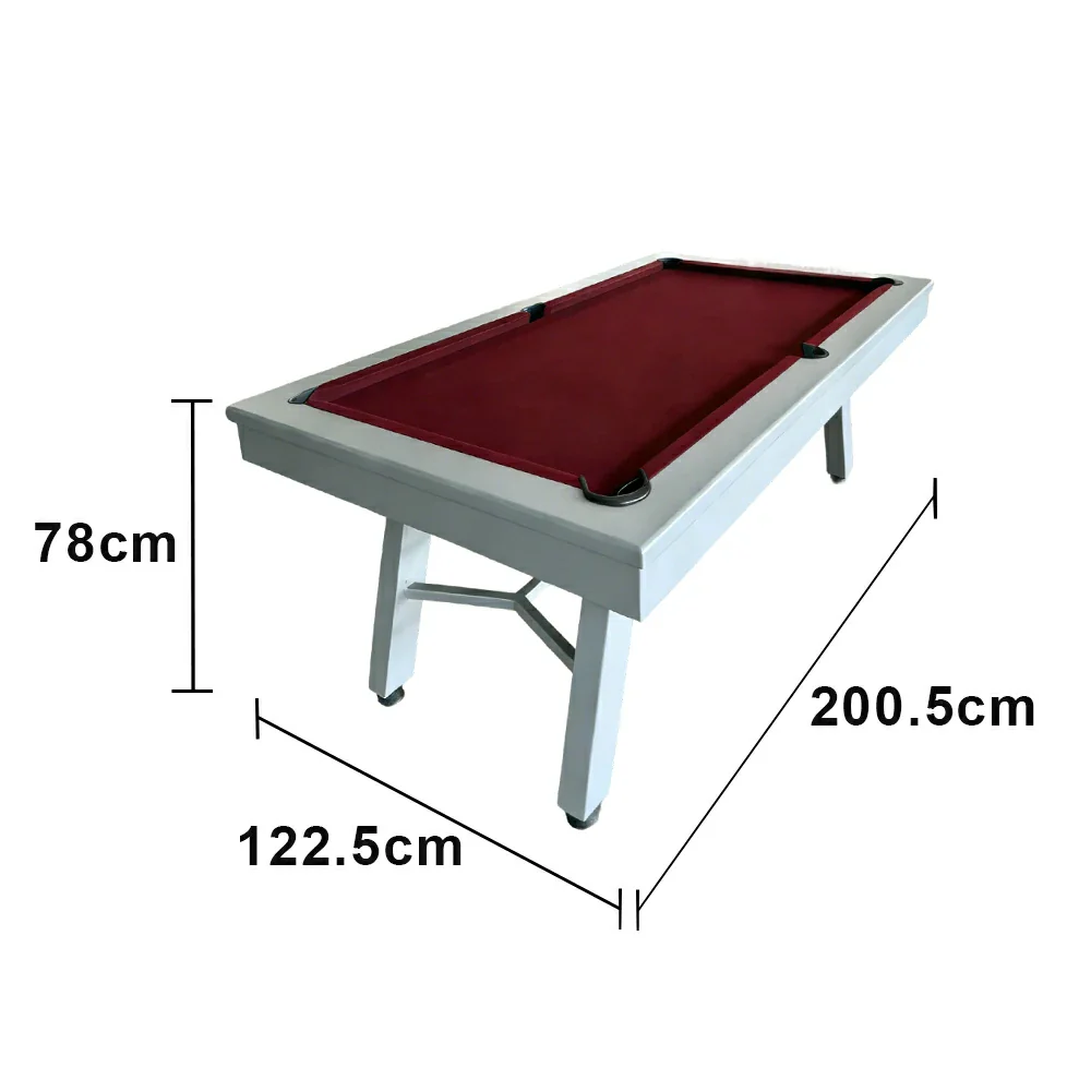 CUETIQ 7FT Outdoor Pool Table - Slanted Leg Design Metal Frame Waterproof Billiard Table for Backyard Patio Games - Grey & Burgundy - Image 5