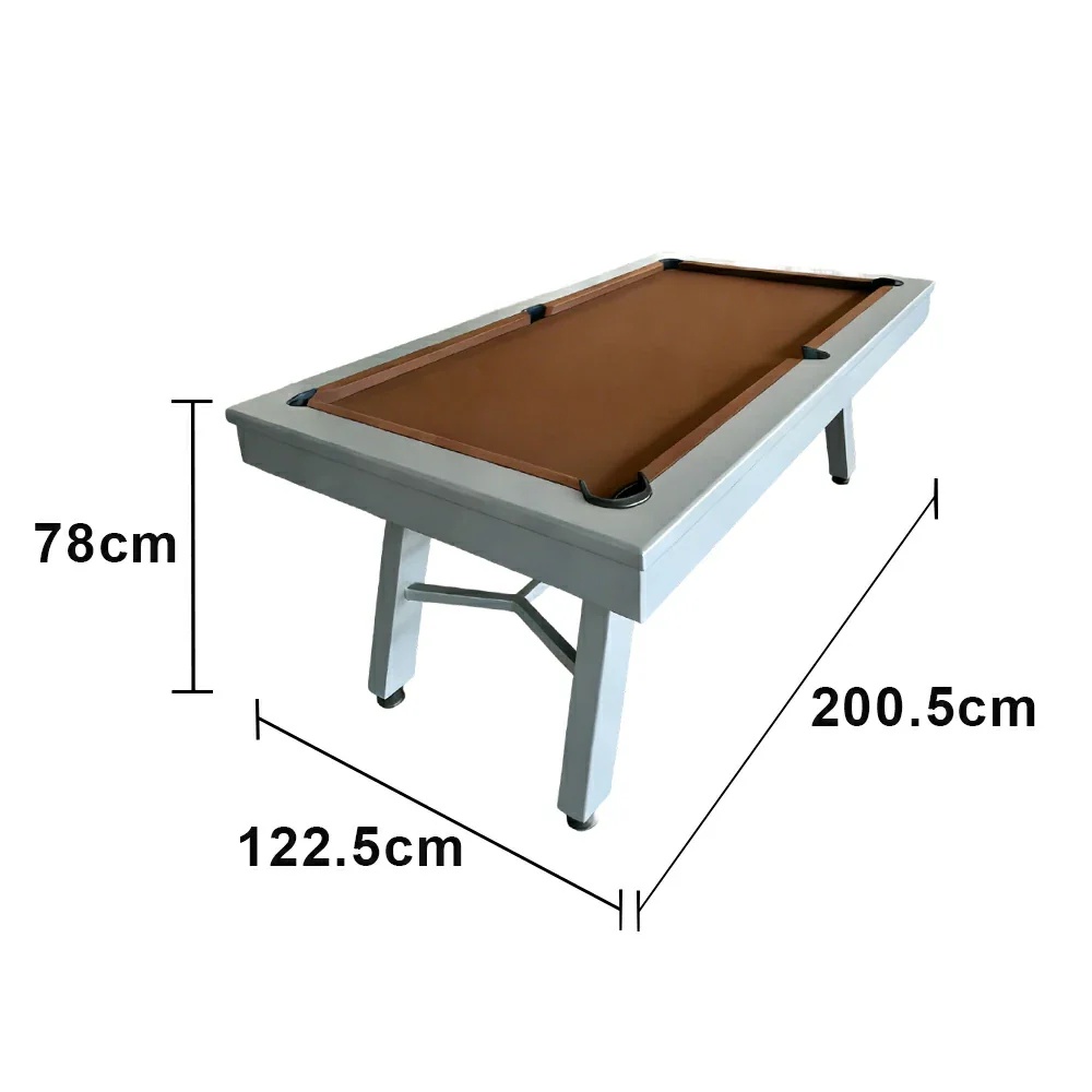 CUETIQ 7FT Outdoor Pool Table - Slanted Leg Design Metal Frame Waterproof Billiard Table for Backyard Patio Games - Grey & Brown - Image 5