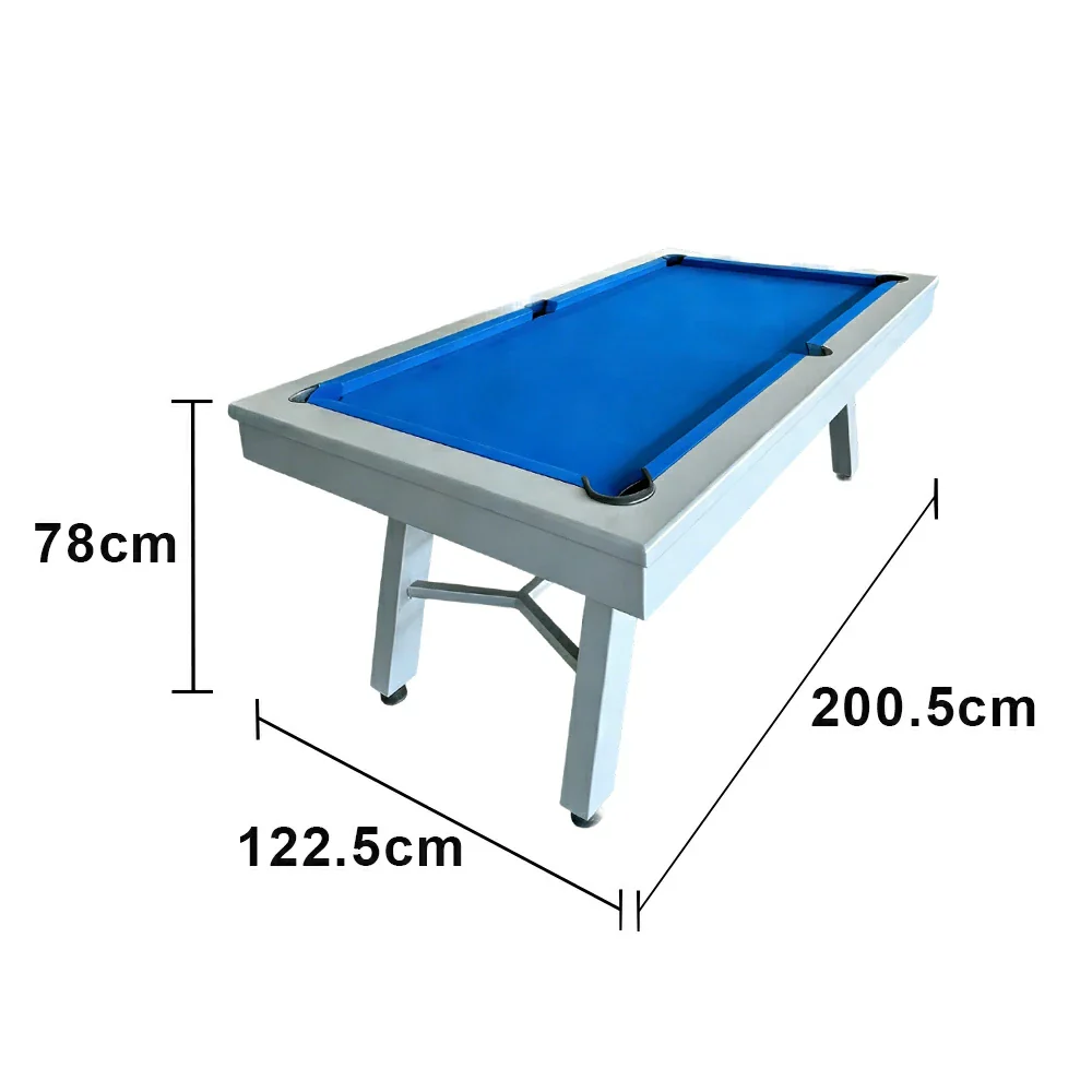 CUETIQ 7FT Outdoor Pool Table - Slanted Leg Design Metal Frame Waterproof Billiard Table for Backyard Patio Games - Grey & Blue - Image 5
