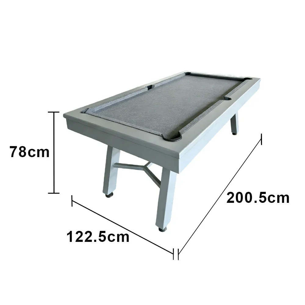 CUETIQ 7FT Outdoor Pool Table - Slanted Leg Design Metal Frame Waterproof Billiard Table for Backyard Patio Games - Grey & Grey - Image 5